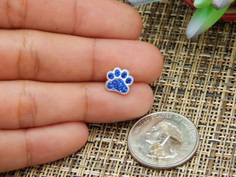 ICYROSE 925 Sterling Silver Sapphire Blue Crystal Paw Print Stud Earrings 18872 (Nickel Free) - Image 5